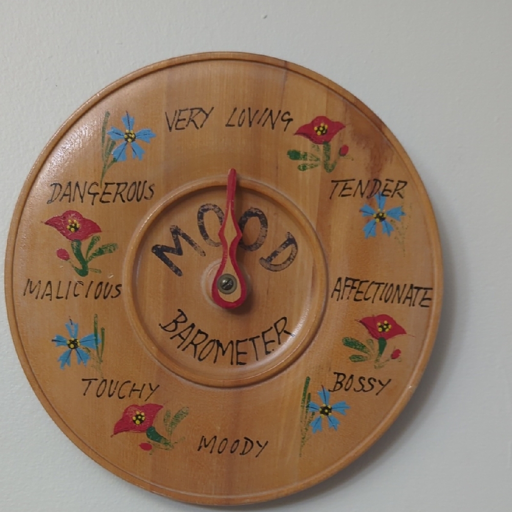 Wooden Mood Barometer Wall Decor with Floral Design